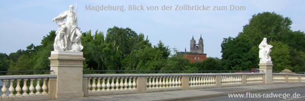 Blick von der Zollbrücke zum Magdeburger Dom