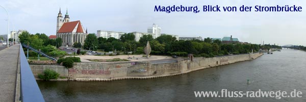 Blick von der Strombrücke auf die Elbe und Johanniskirche