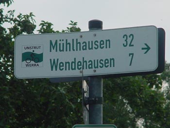 Abzweig Unstrut-Werra-Radweg nach Mühlhausen