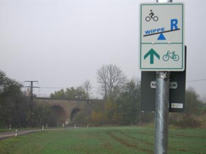 Wipper-Radwegschild am der Landkreisgrenze