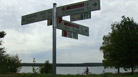 Bergwitzsee Radwegschild Bergwitzsee Radwegschild