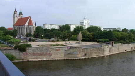 Blick von der Strombrücke auf die Elbe und Johanniskirche Blick von der Strombrücke auf die Elbe und Johanniskirche