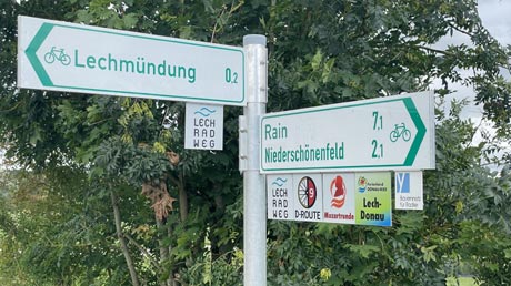 Lech-Radweg Hauptwegweiser zur Mndung