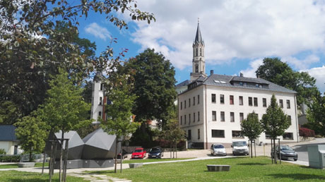 Blick zur Kirche in Eibenstock