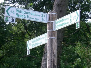 Schild Frosch-Krabat-Radweg Schild Frosch-Krabat-Radweg