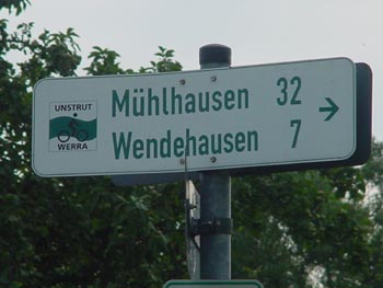 Abzweig Unstrut-Werra-Radweg nach Mühlhausen Abzweig Unstrut-Werra-Radweg nach Mühlhausen